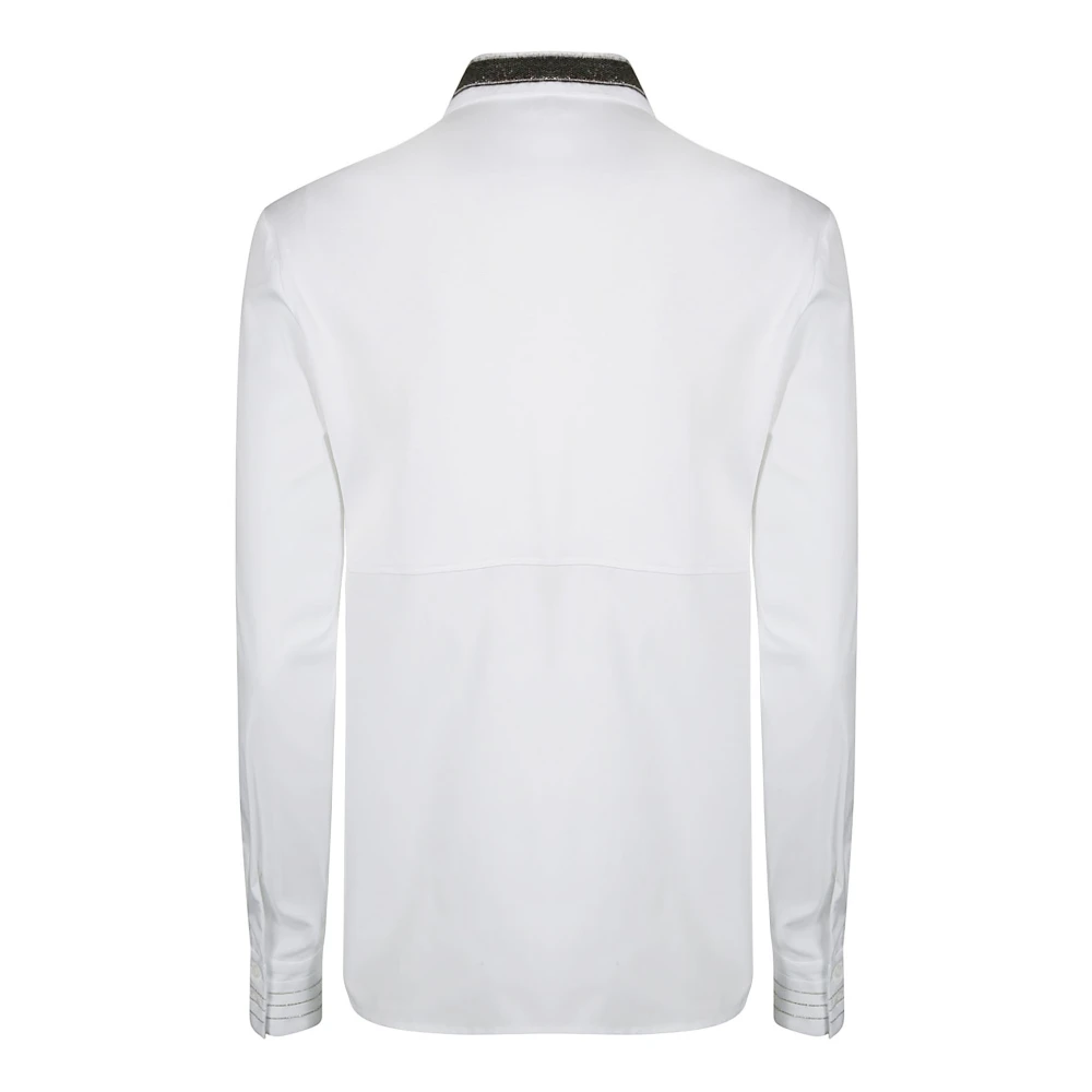 PESERICO Witte Poplin Overhemd met Kralenrand White Dames