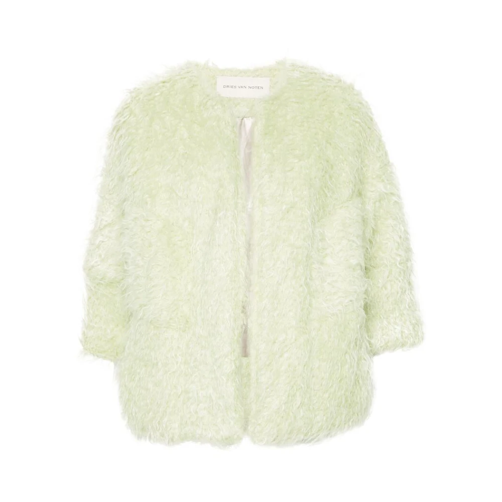 Dries Van Noten Groene Wol-Mohair Faux-Fur Coconjas Green Dames