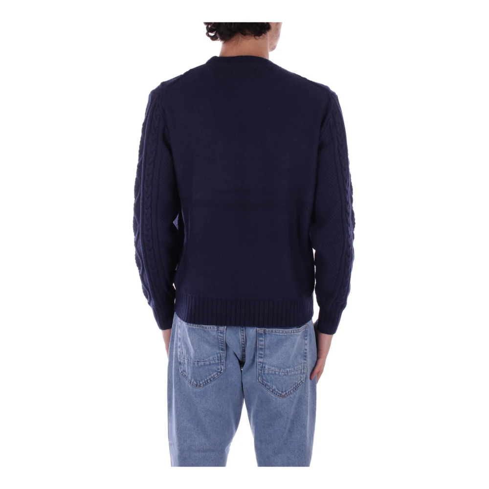 Guess Blauwe Sweater met Voorlogo Borduurwerk Blue Heren