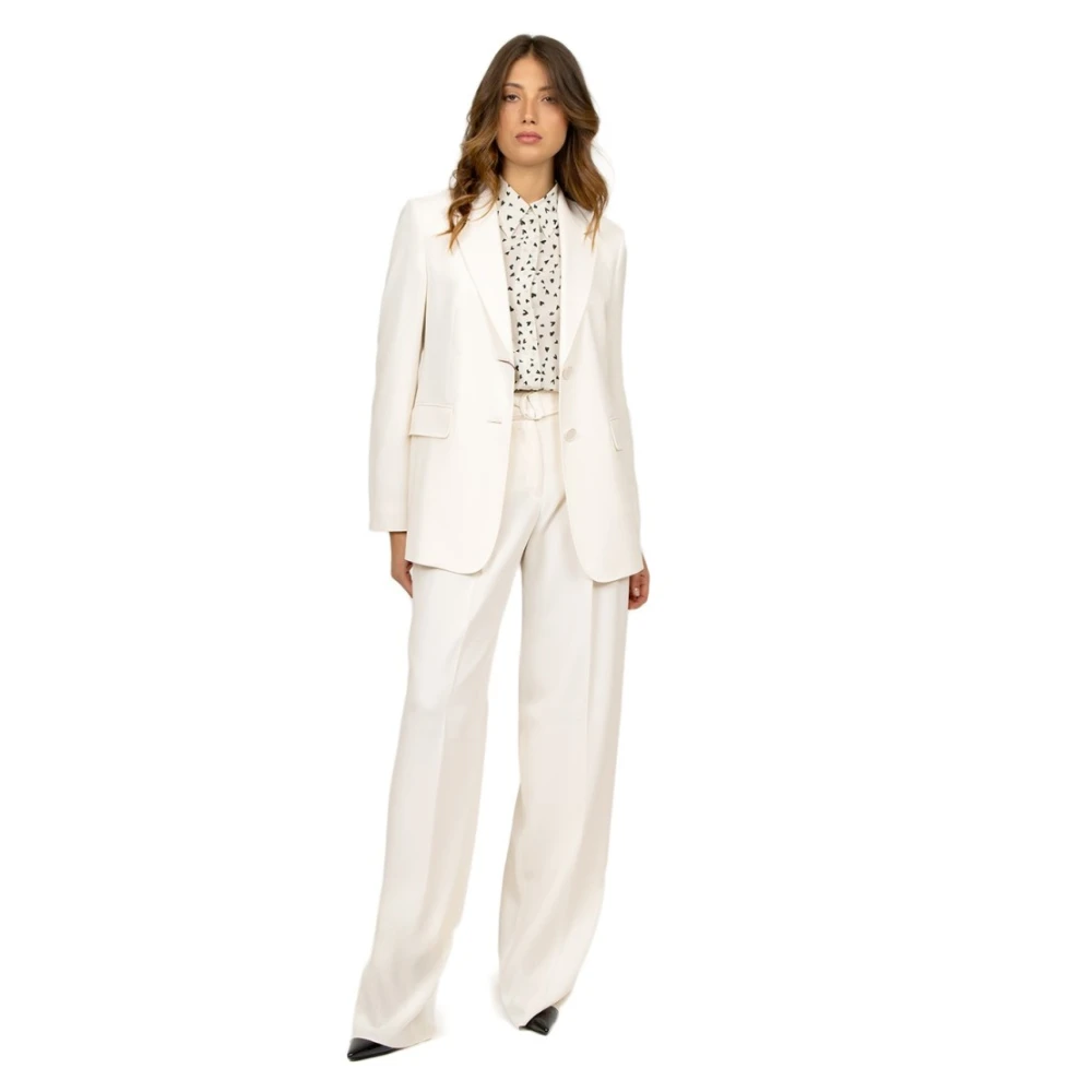 Max Mara Studio Boter Cady Single-Breasted Jas White Dames