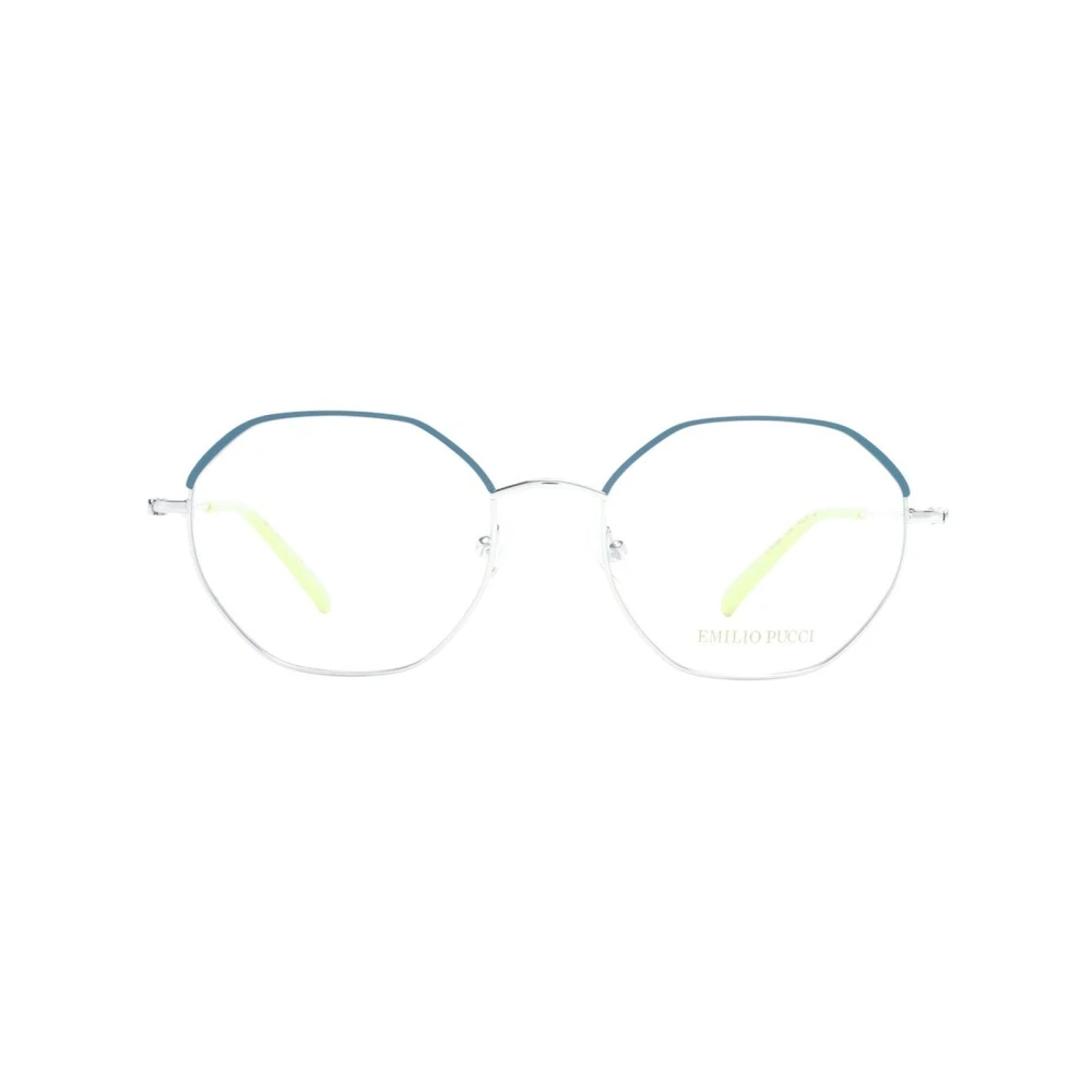 EMILIO PUCCI Stijlvolle Metalen Ronde Optische Monturen Gray Dames
