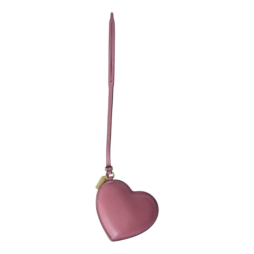 Coach Women's Pink Heart-Shaped Leather Bag Charm - Keychains - One Size - Accessories