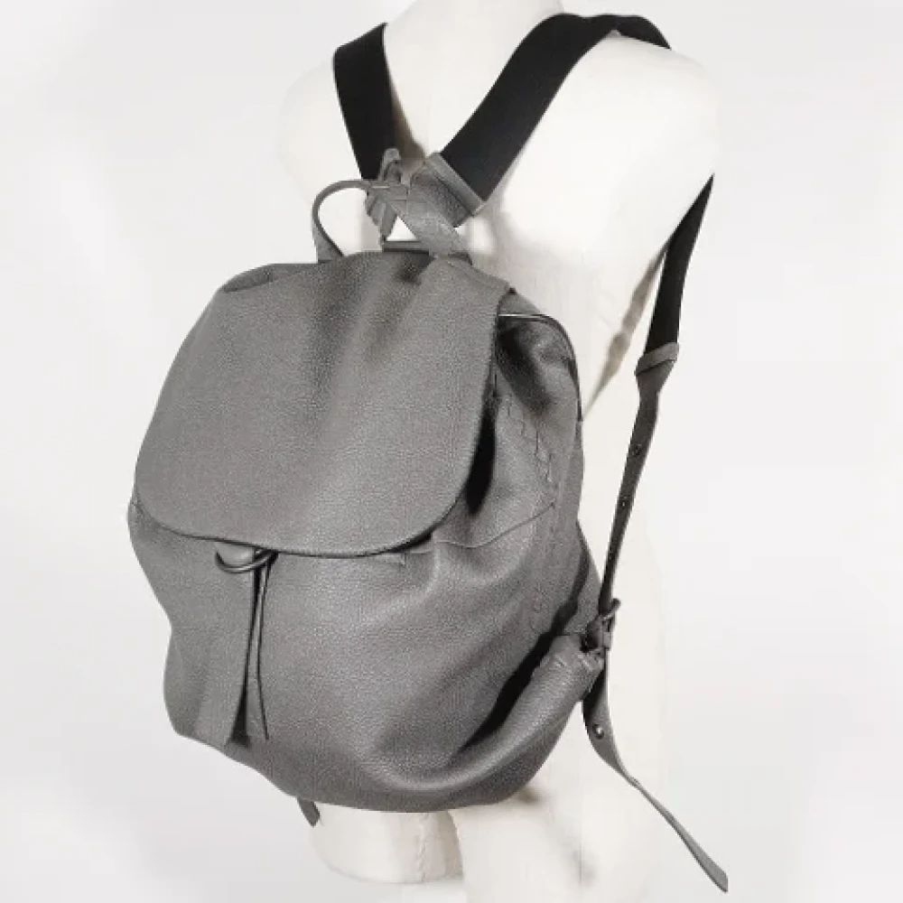 Bottega Veneta Vintage Pre-owned Leather backpacks Gray Dames