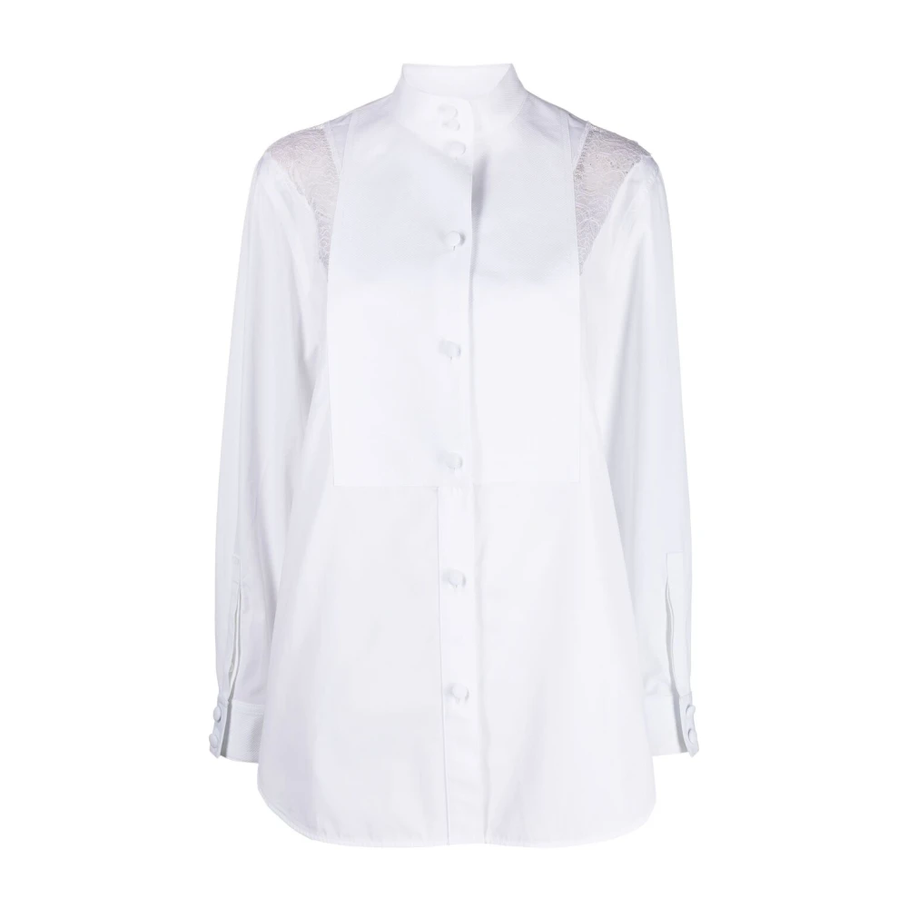 Burberry Witte Poplin Overhemd met Kantdetail White Dames