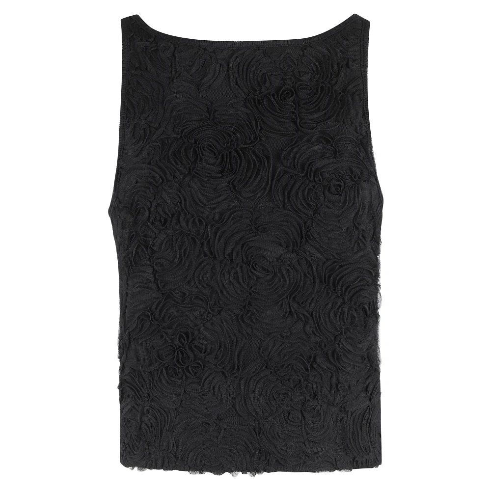 Rotate Birger Christensen Mesh Boatneck Bloementop Black Dames