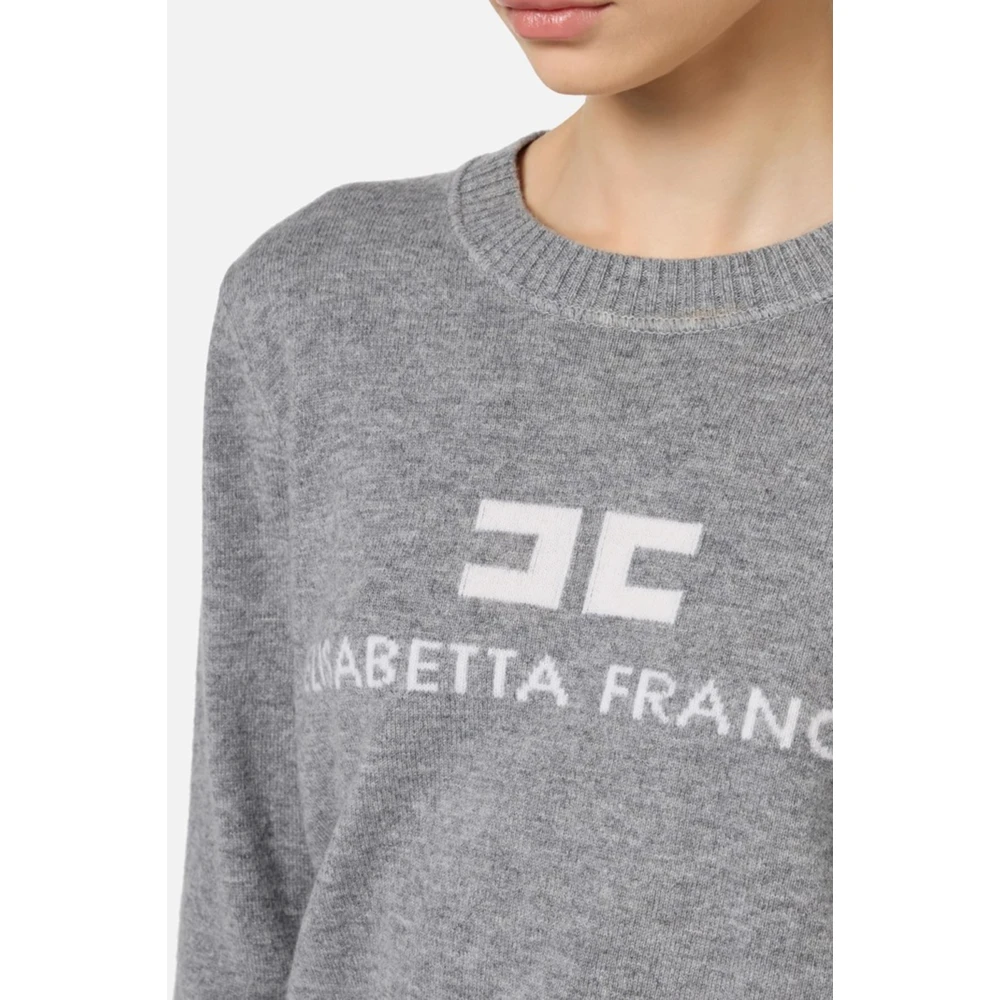Elisabetta Franchi Kasjmiermix Crew-Neck Sweater Gray Dames