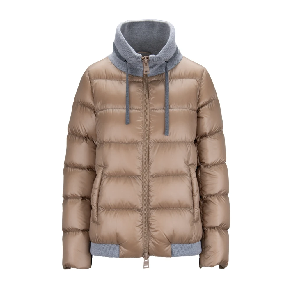 Herno High Collar Down Jacket met Rits Beige Dames