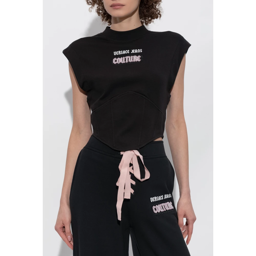 Versace Jeans Couture Mouwloze top Black Dames