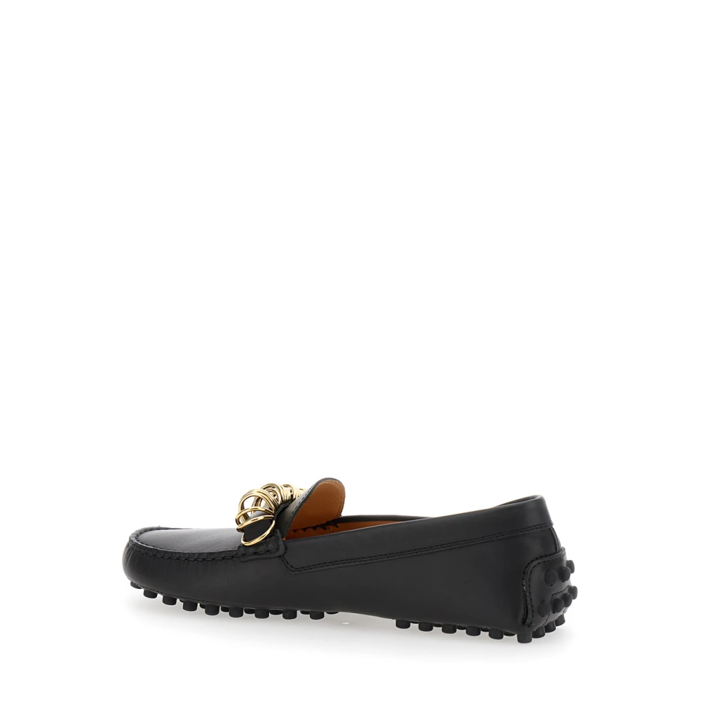 TOD'S Zwarte Loafers met Ringdetail Black Dames