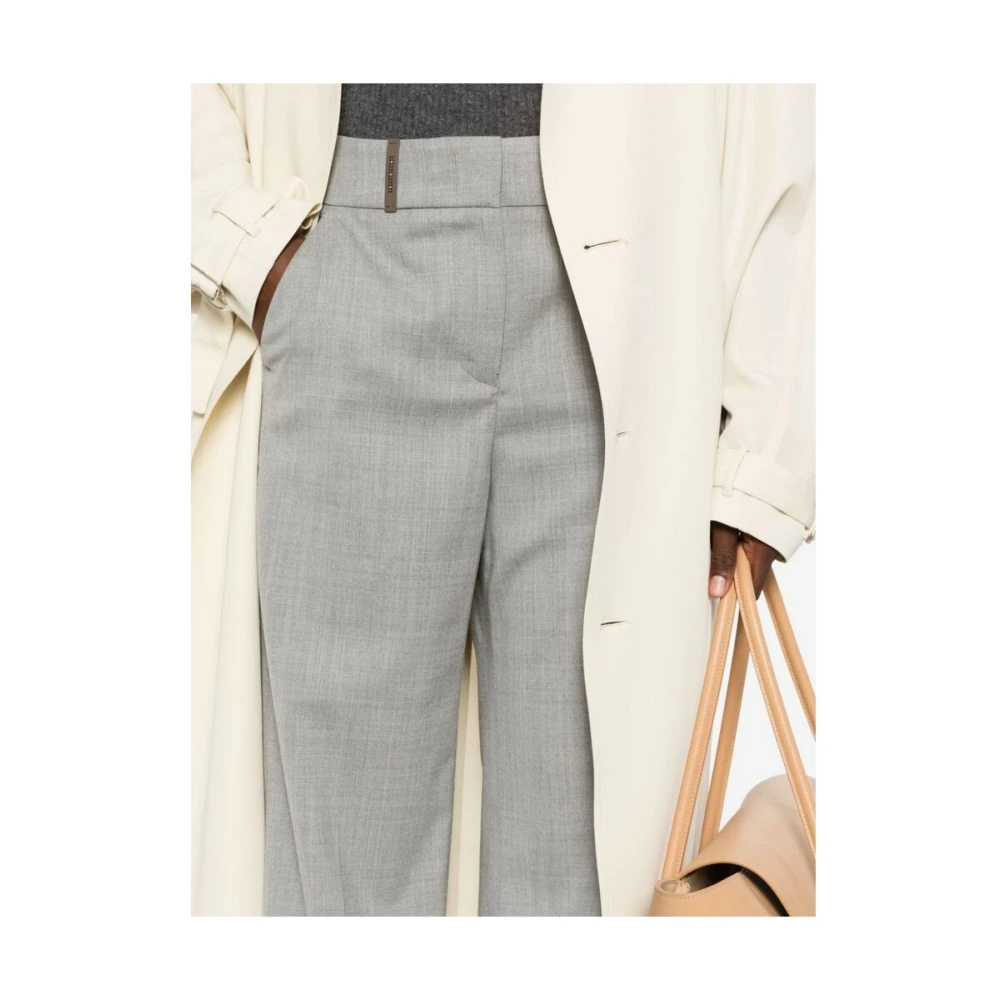 PESERICO Heather Grey Wolmix Slub Broek Gray Dames