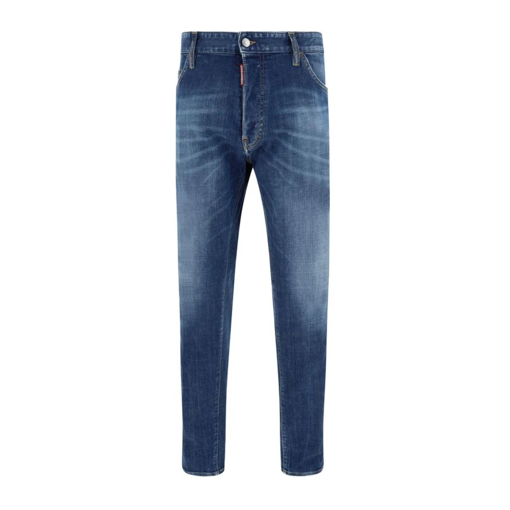 Dsquared2 Klassieke Straight-Leg Katoenen Jeans met Leer Blue Heren