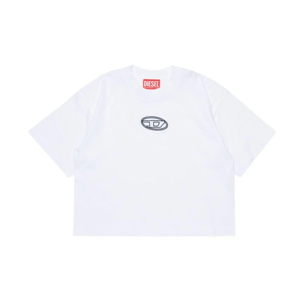 Diesel Girls White Silk & Nylon T-Shirts Polos - Kids Short Sleeve T-Shirts - 8 Y - Kids