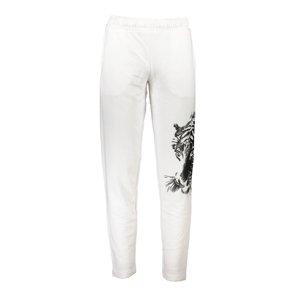 Cavalli Class Men's White Sweatpants, 3XL, Sporty Trousers With Elastic Waist