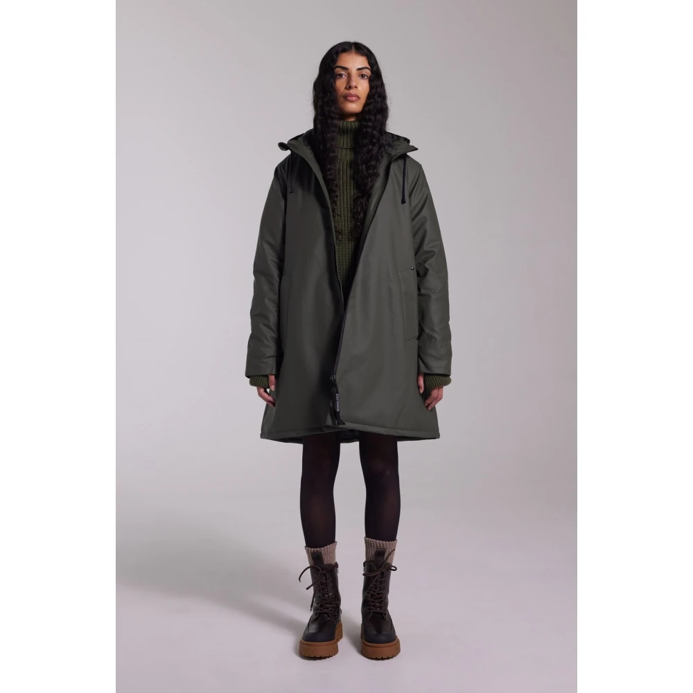 Stutterheim Warm A-Line Regenjas voor Vrouwen Green Dames