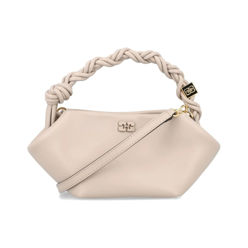 Ganni Gevlochten handvat oesterzak met goudkleurige details Gray Dames