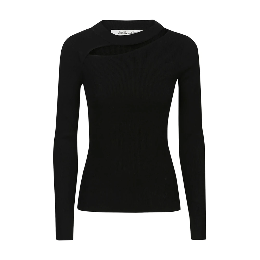 Diane Von Furstenberg Black Long Sleeve T-Shirts, Female, Xs, Stylish Tops For Every Occasion