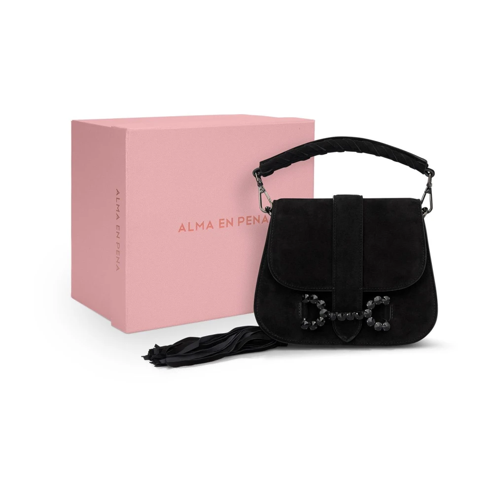 Alma en Pena Strass gesp clutch tas Black Dames