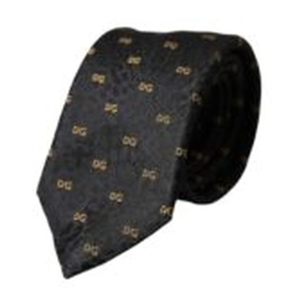 Dolce & Gabbana Zijden Logoslips Zwart Italiaanse Stijl Black Heren