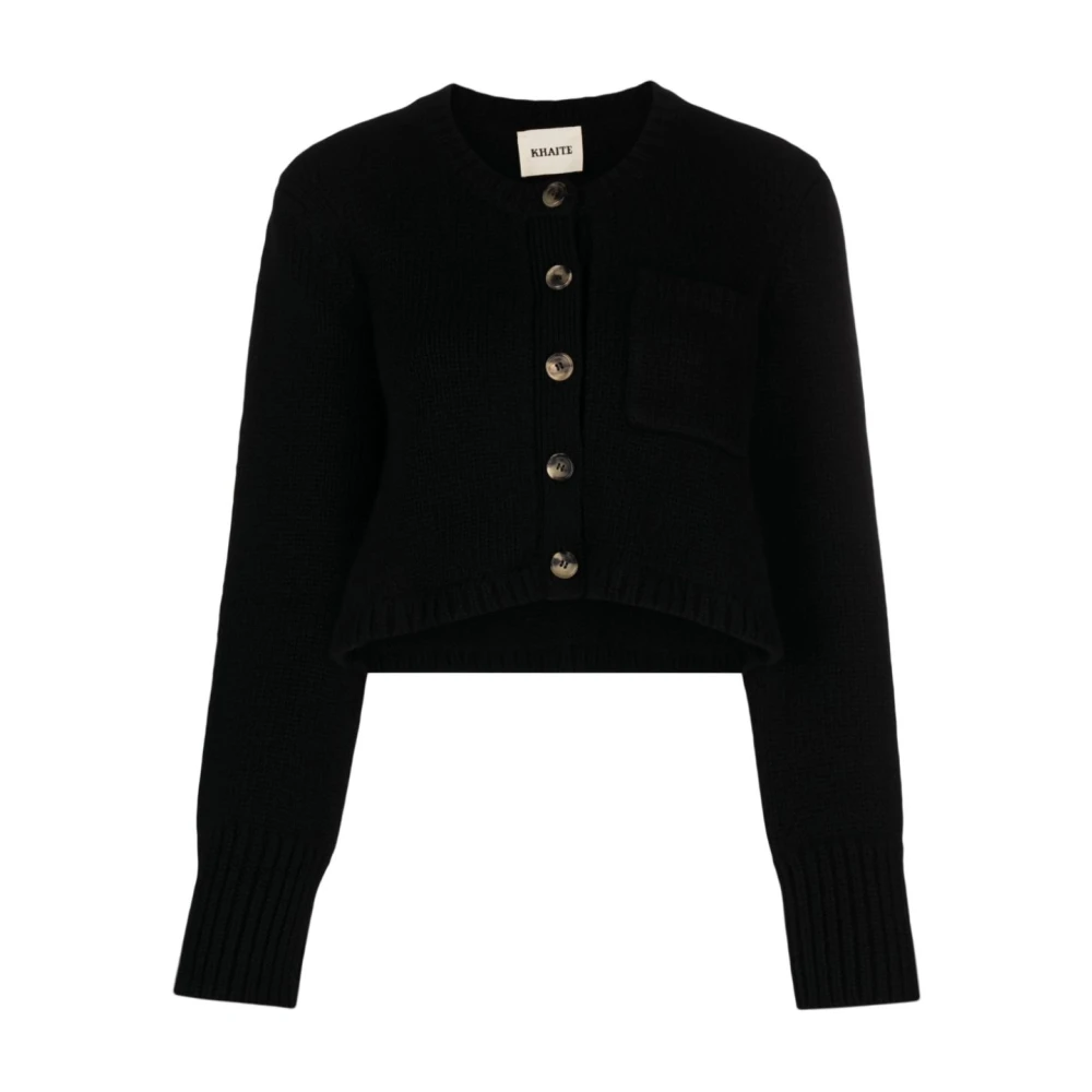 Khaite Zwarte Sweaters Lavan Cardigan Black Dames