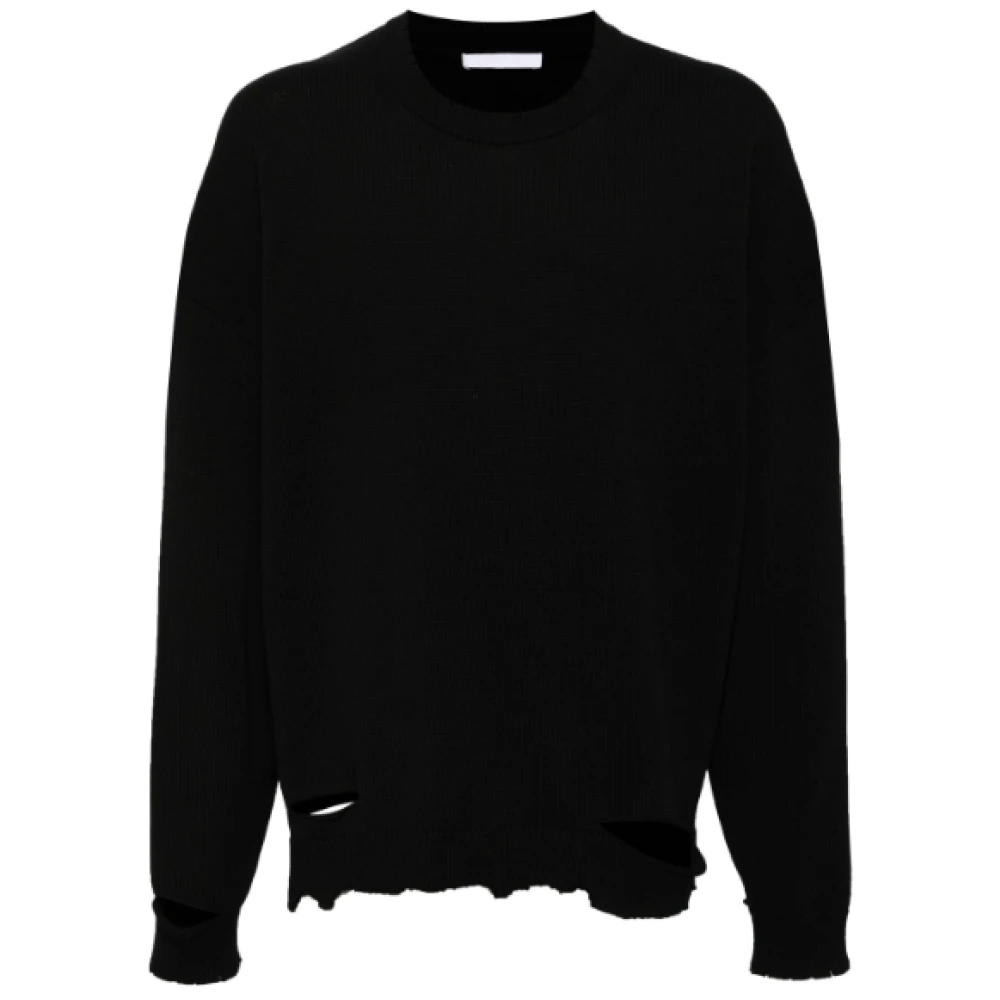 Sort Rib Crewneck Genser