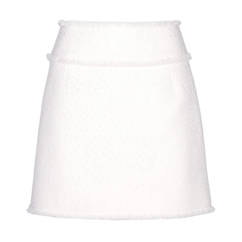 Dolce & Gabbana Witte Tweed Raffelrand Rok Beige Dames
