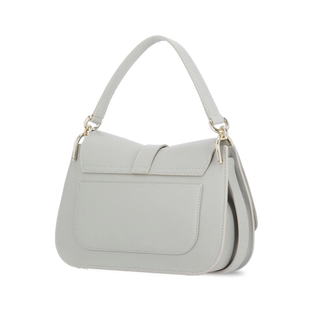 Furla Grijze Leren Schoudertas met Gouden Detail Gray Dames