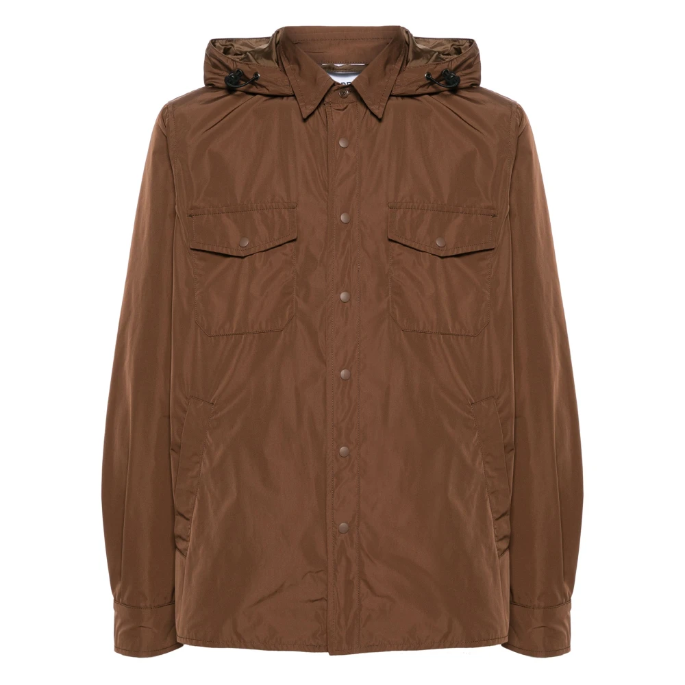 Aspesi Polyester Jas met Capuchon en Zakken Brown Heren