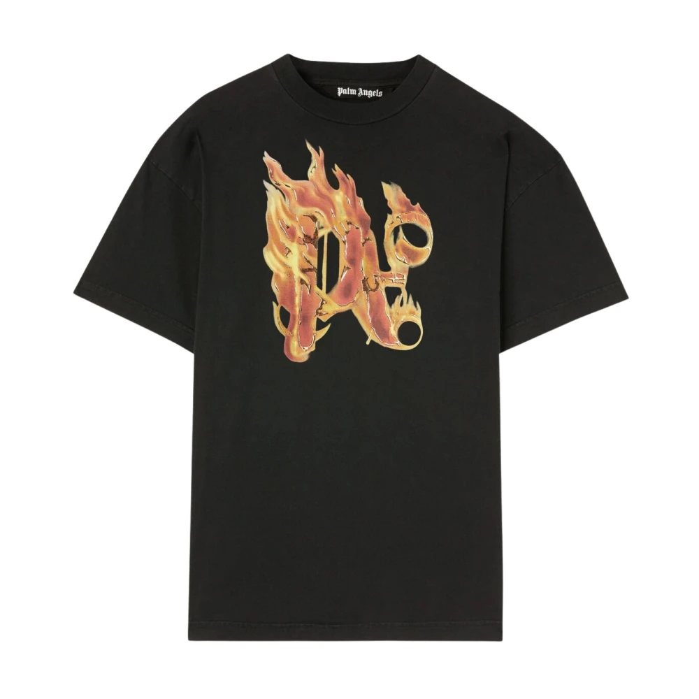 Palm Angels Brandend Monogram T-Shirt Black Heren