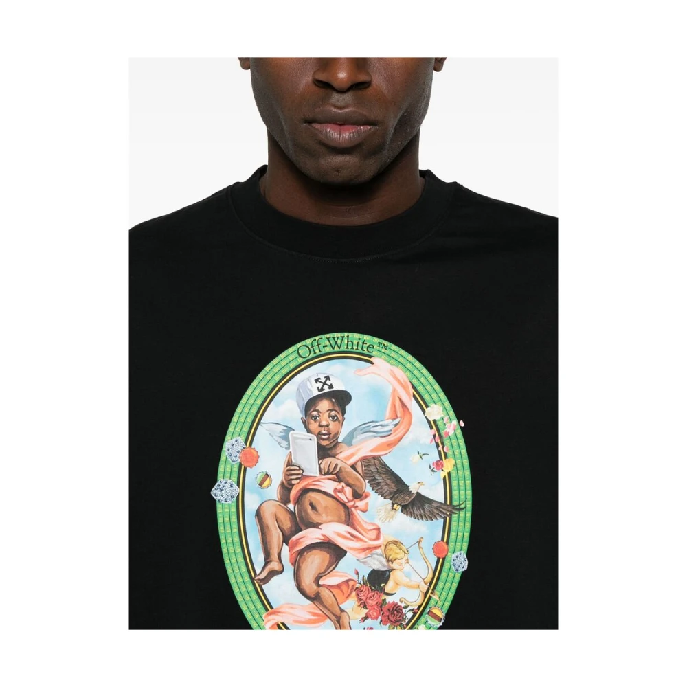 Off White Grafische Print Crew Neck T-shirt Black Heren