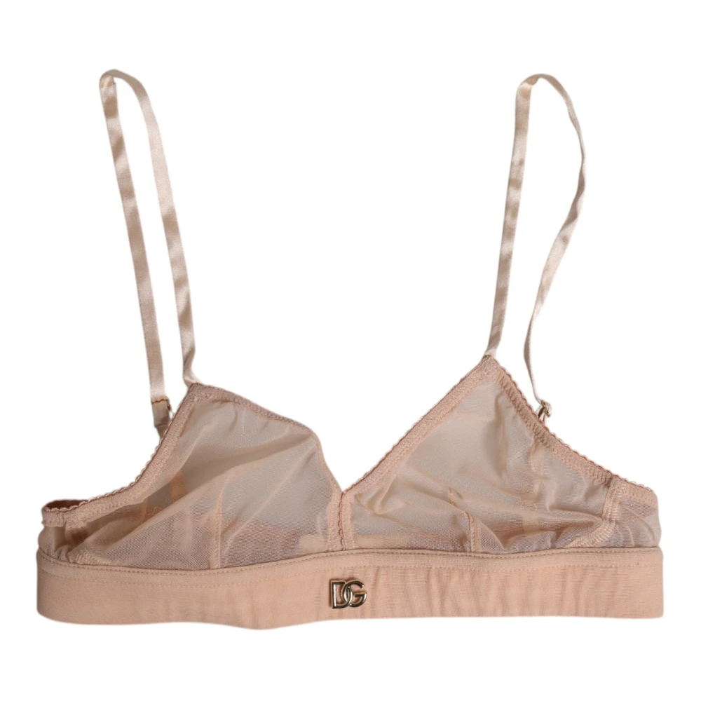 Dolce & Gabbana Women's Pink Powder Nylon Dg Logo Bra