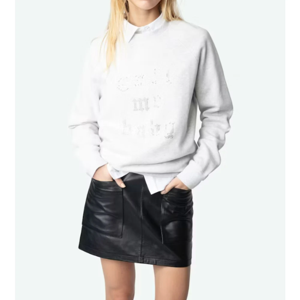 Zadig & Voltaire Grijze Sweatshirt met 'Call Me Baby' Gray Dames