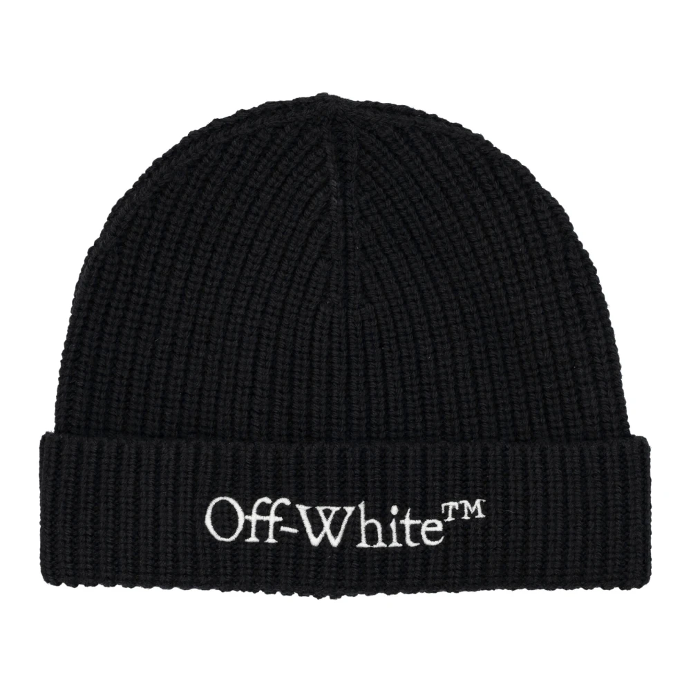 Off White Zwart Wit Gebreide Muts Aw24 Black Heren