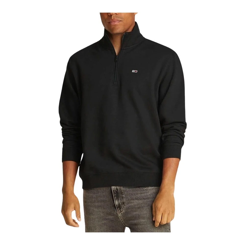 Tommy Jeans Zwarte katoenen sweatshirt met rits Black Heren
