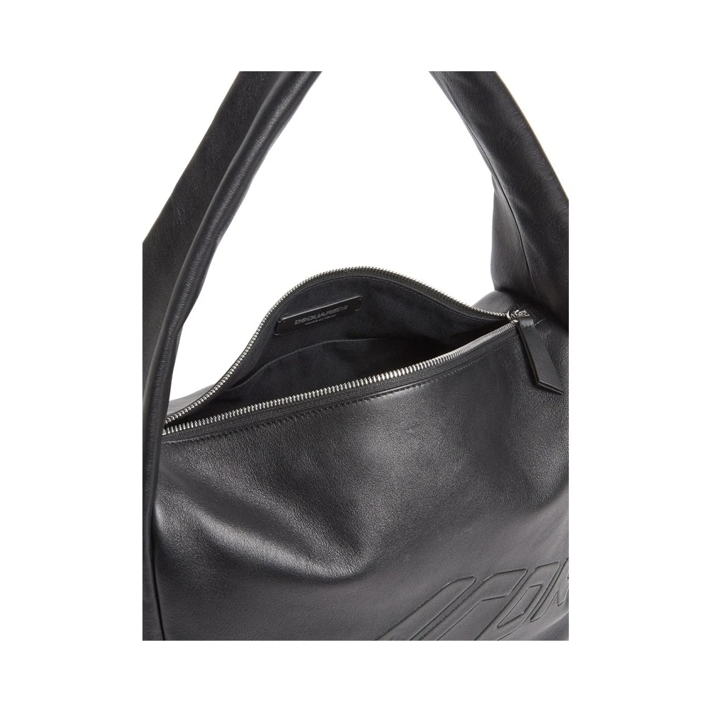 Dsquared2 Logo-geëmbosseerde leren tas Black Dames