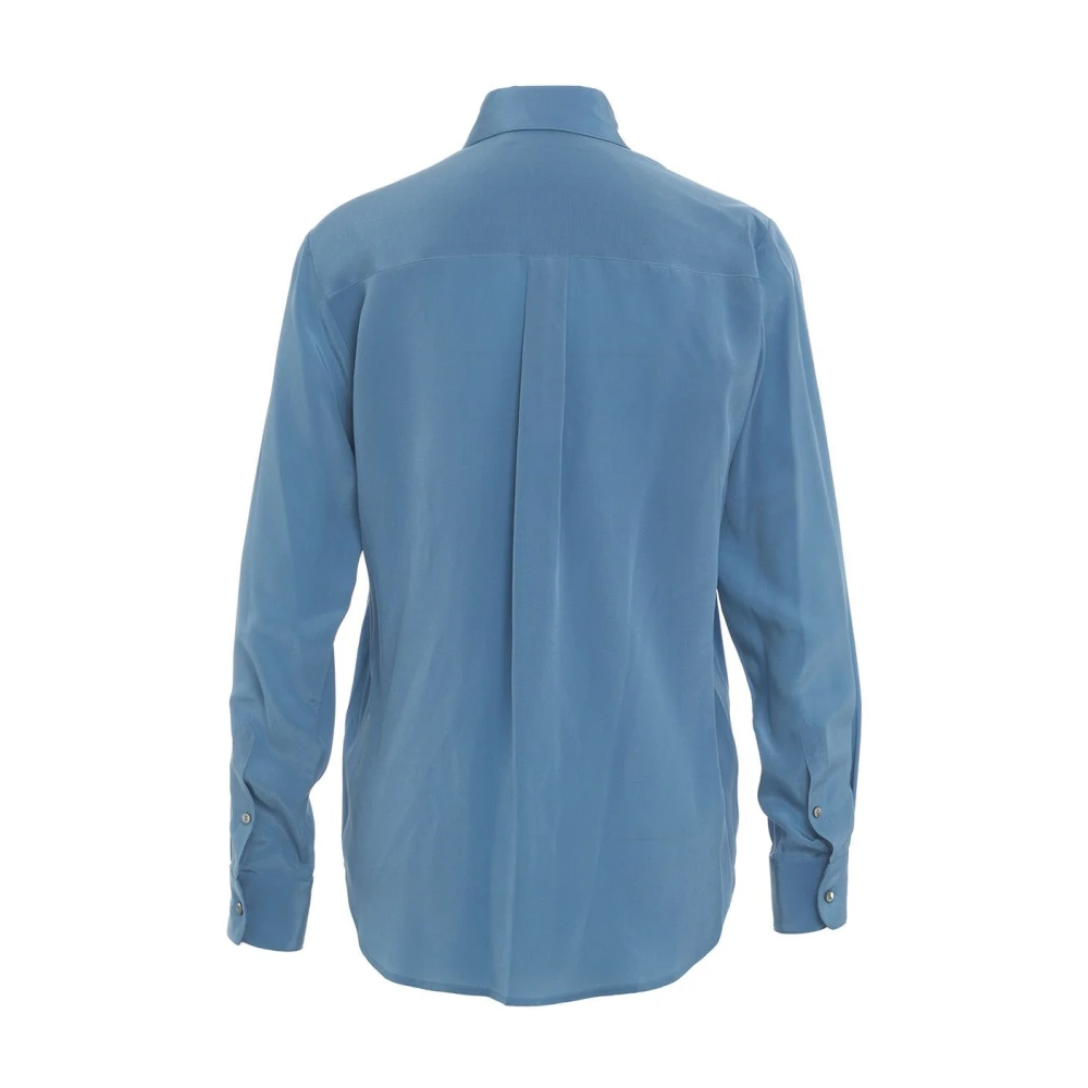 Himon's Blauwe Zijden Blouse Elegante Stijl Blue Dames