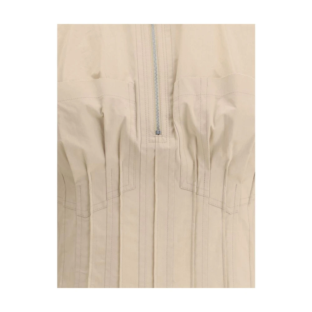 TORY BURCH Poplin Zip Midi Jurk Beige Dames