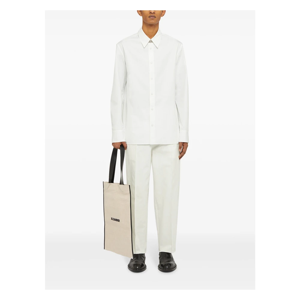 Jil Sander Minimalistische Canvas Shopper Tas Beige Heren