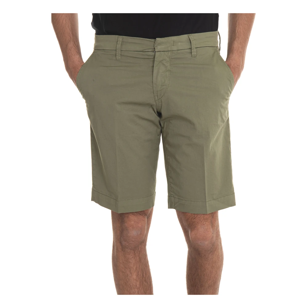 Fay Stretch Katoenen Bermuda Shorts met Amerikaanse zak Green Heren