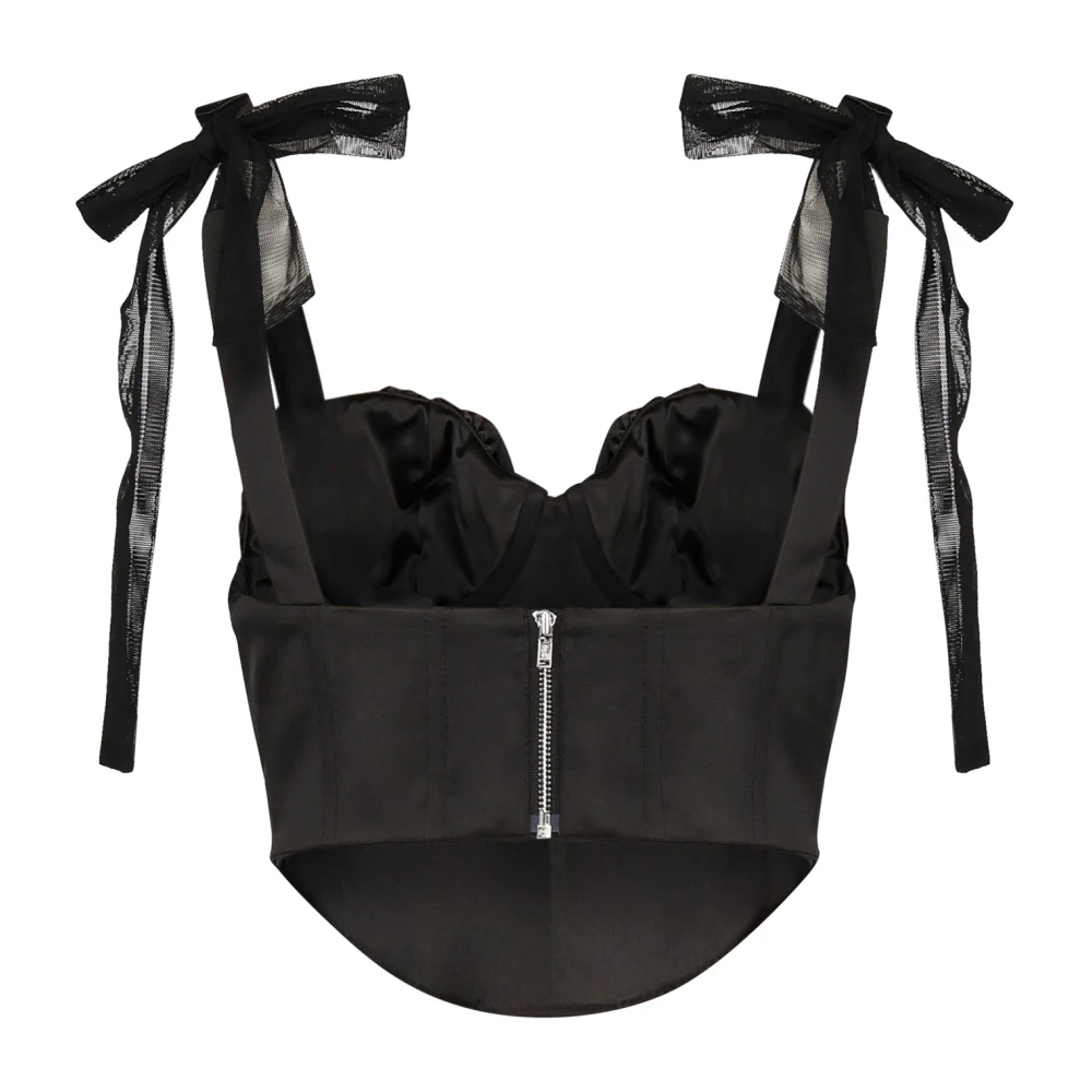 For Love & Lemons Zwarte Top met Strik en Rits Black Dames