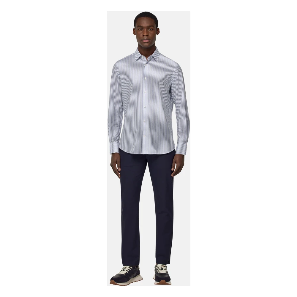 Boggi Milano Regular Fit Japanse Jersey Polo Shirt Blue Heren