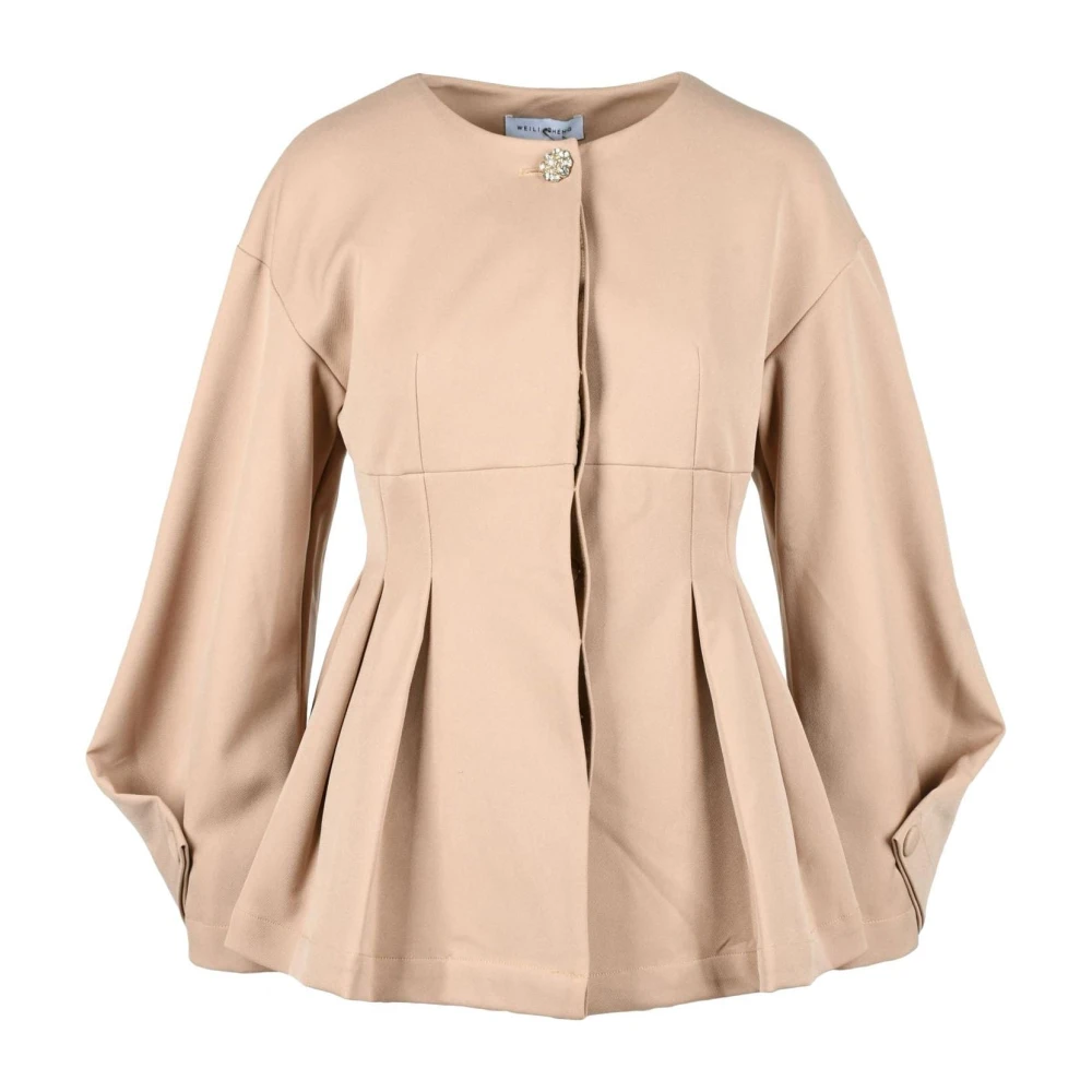 Weili Zheng Polyester Jas Beige Dames