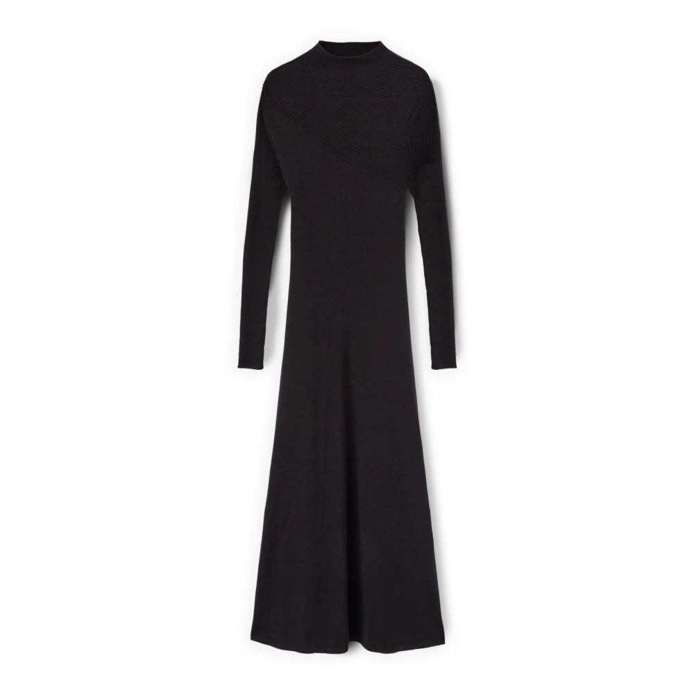 Motivi Damen Schwarz Midi-Strickkleid Mit Rückenausschnitt
