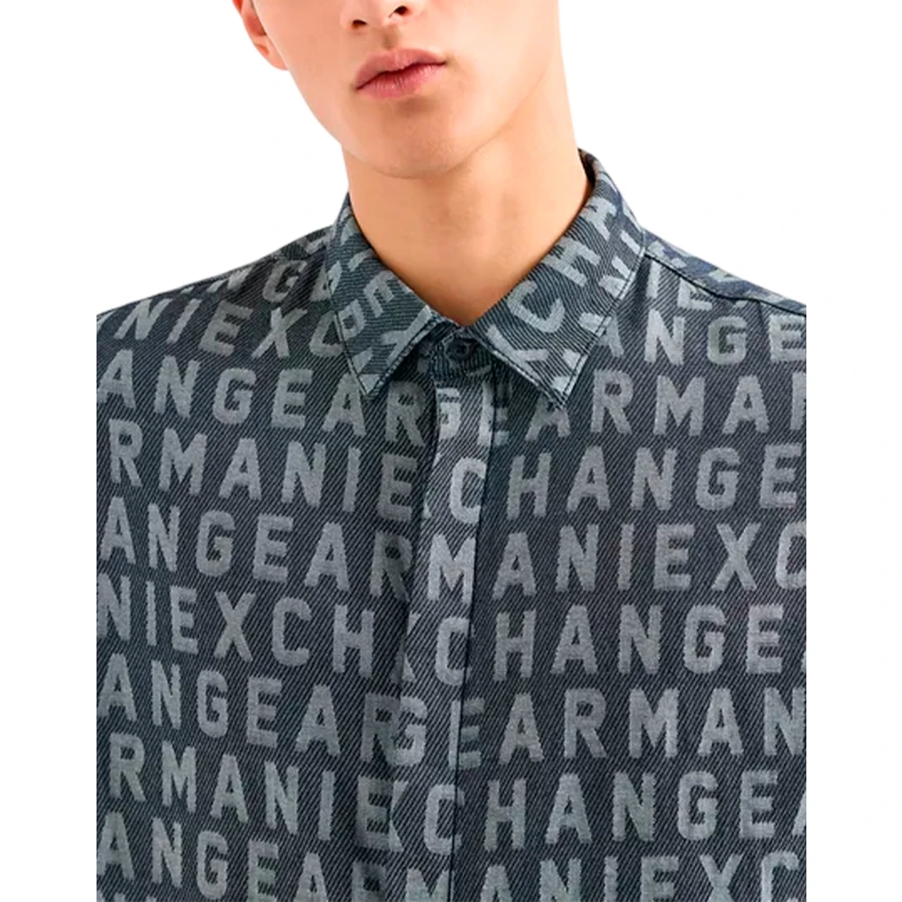 Armani Exchange Logo Print Regular Fit Overhemd Multicolor Heren