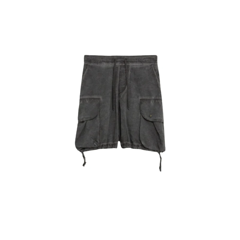 A Paper Kid Unisex Nylon Shorts in Zwart Gray Heren
