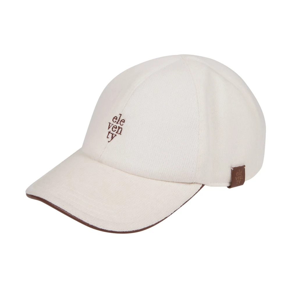 Eleventy Men's Beige Cashmere Baseball Hat With Embroidery
