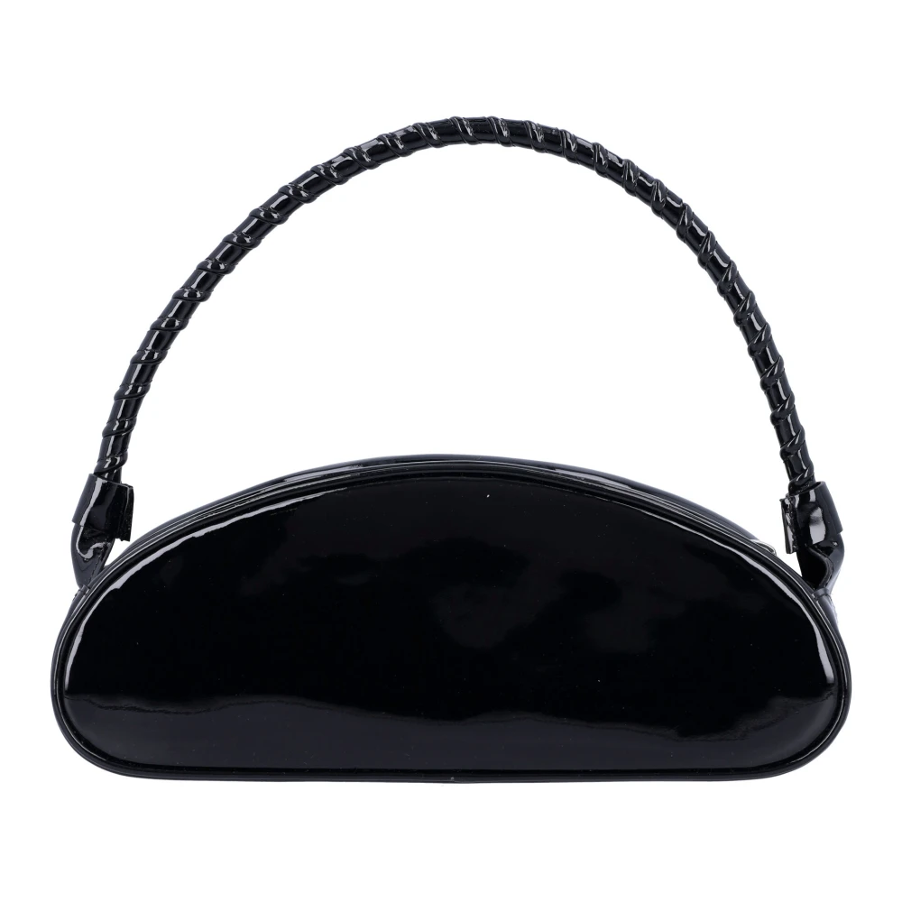 Msgm Zwarte Lakleren Handtas met Bovenhandvat Black Dames