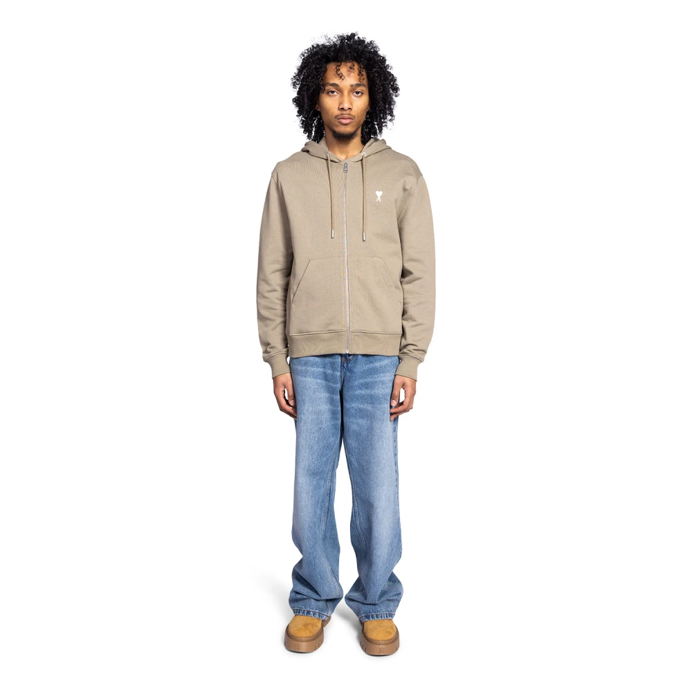 Ami Paris Hart Hoodie Laurel Klassieke Stijl Brown Heren