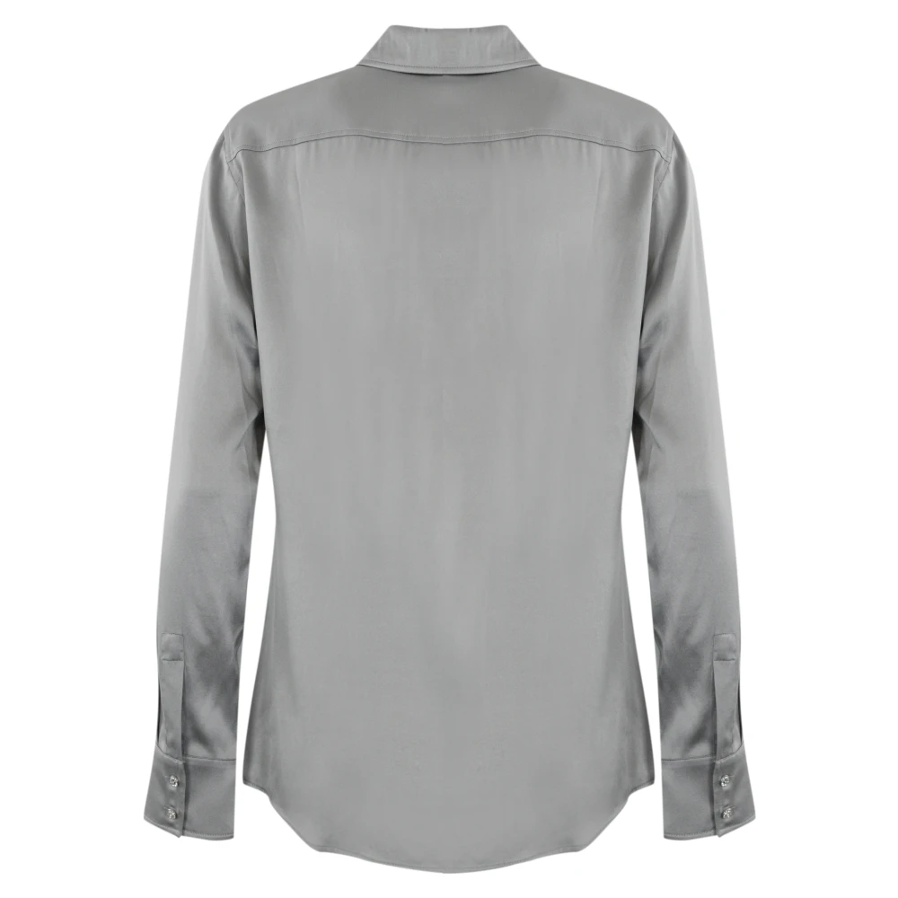 Max Mara Studio Zijden Klassieke Blouse Lange Mouw Gray Dames
