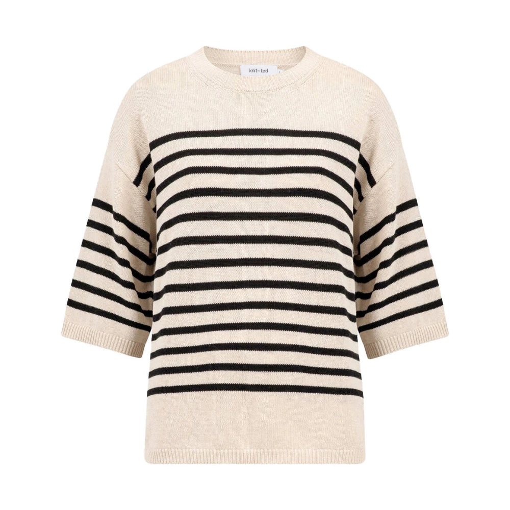 Knit-ted Korte Mouw Pullover Nanda Beige Dames