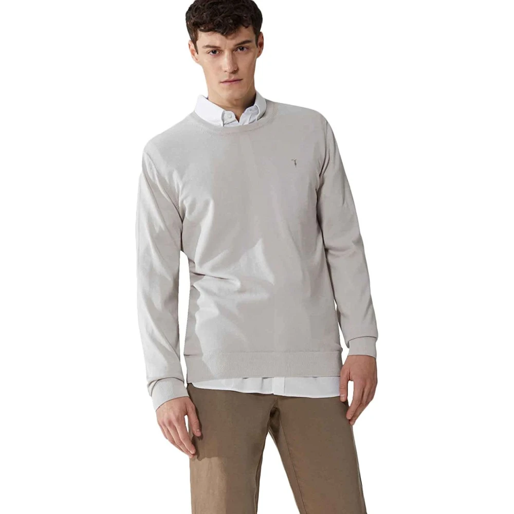Trussardi Men's Gray Crew Neck Jumper - Round-Neck Knitwear - 2XL - Knitwear